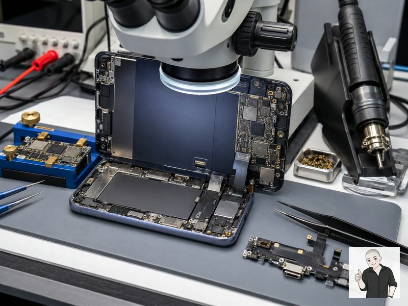 iPhone 拆机后检查尾插排线、接口座和主板充电管理区域